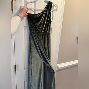 BALTIC BORN velvet one shoulder bridesmaid dress